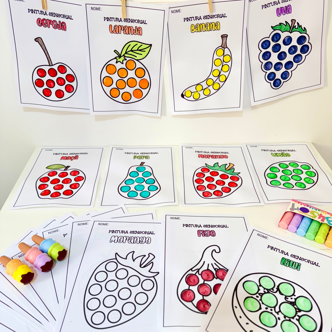 ATIVIDADES DE PINTURA SENSORIAL - TEMA FRUTAS