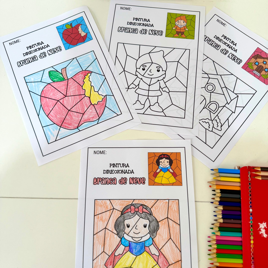 ATIVIDADES DE PINTURA DIRECIONADA - TEMA BRANCA DE NEVE