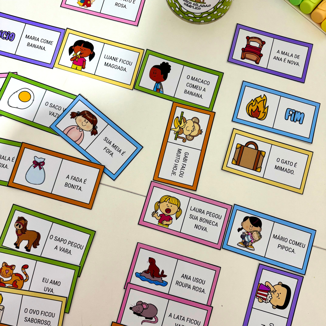 RECURSO DOMINÓ DE FRASES - SÍLABAS SIMPLES